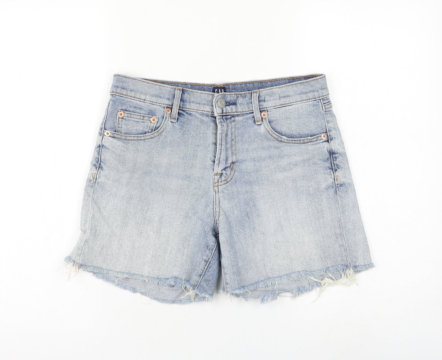 Gap Womens Blue Cotton Mom Shorts Size 27 in L6 in Regular Zip - Distressed
