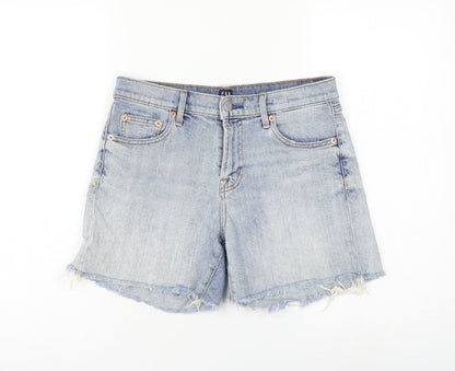 Gap Womens Blue Cotton Mom Shorts Size 27 in L6 in Regular Zip - Distressed
