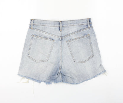 Gap Womens Blue Cotton Mom Shorts Size 27 in L6 in Regular Zip - Distressed