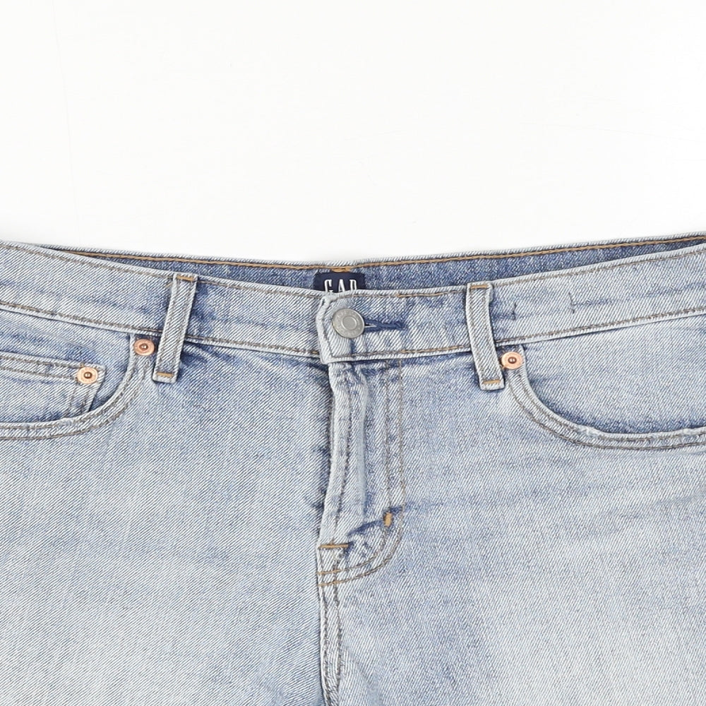 Gap Womens Blue Cotton Mom Shorts Size 27 in L6 in Regular Zip - Distressed