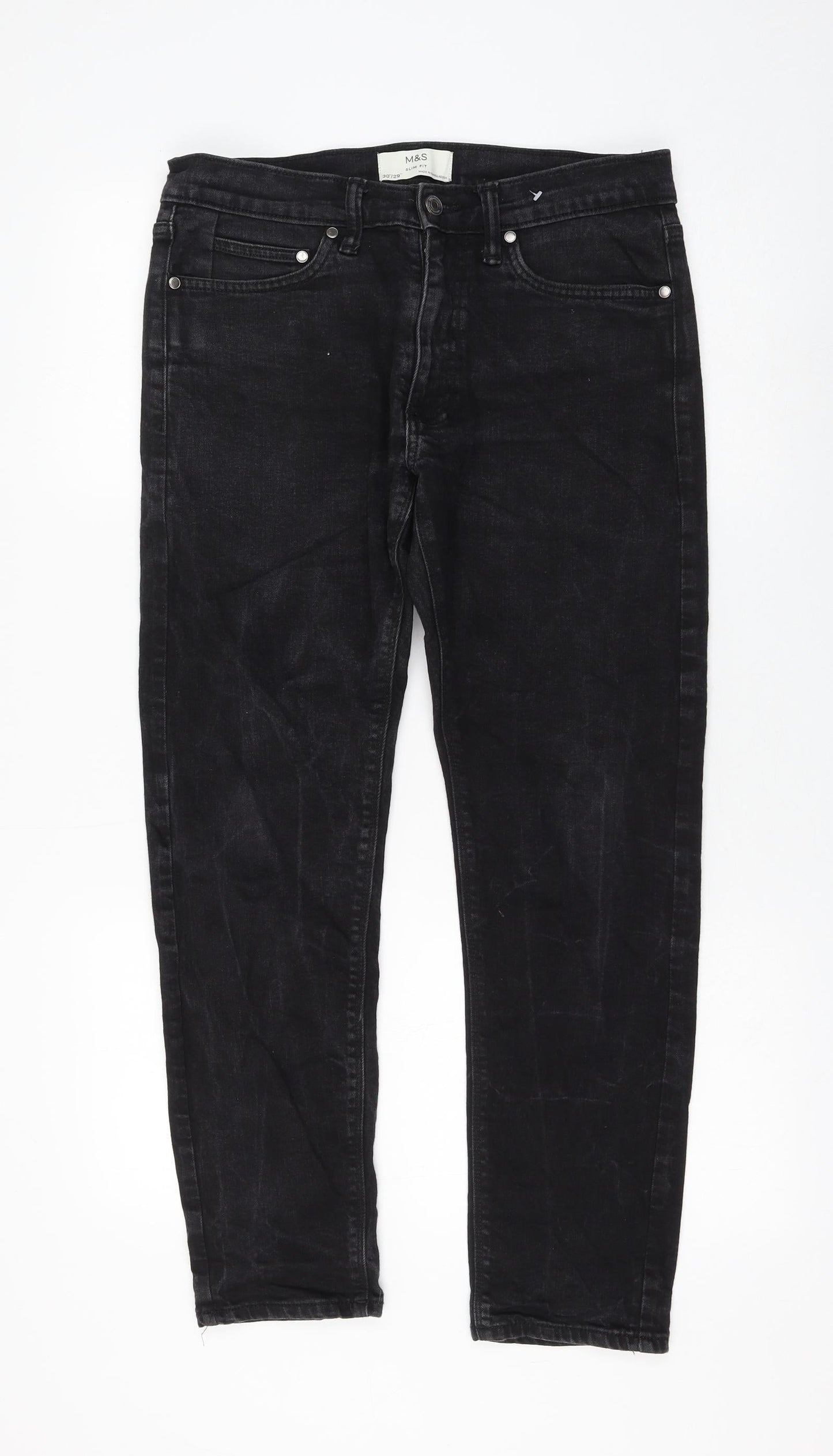 Womens UK Size 30 in Marks and Spencer Regular Fit Straight Black Jeans