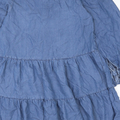 Love & Roses Womens Blue Lyocell Trapeze & Swing Size 6 V-Neck Pullover