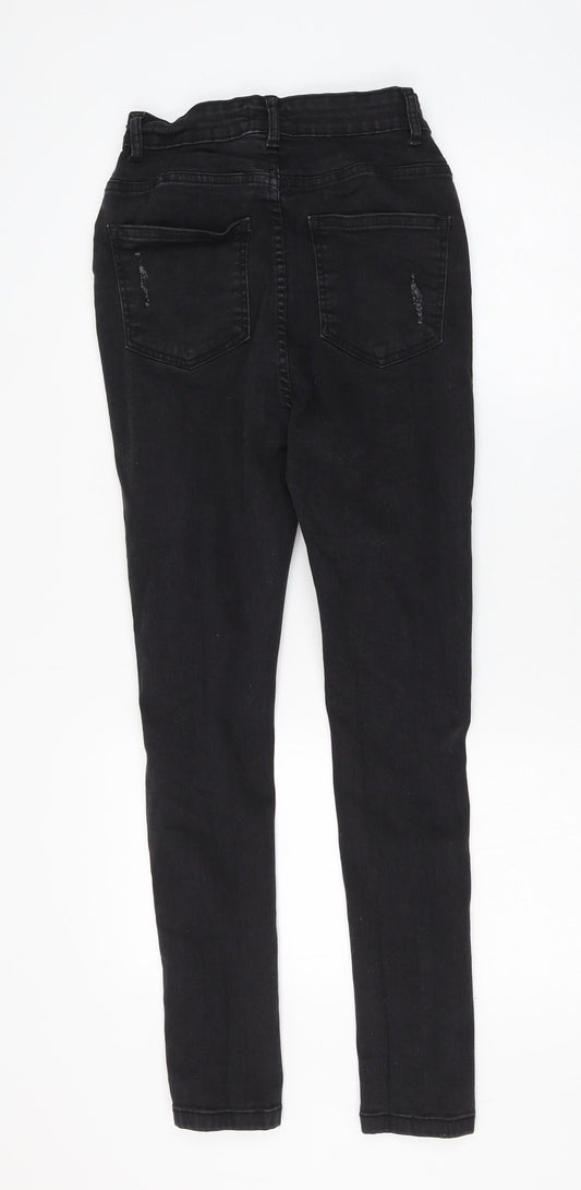 I SAW IT FIRST Womens Black Cotton Skinny Jeans Size 6 L26 in Regular Zip
