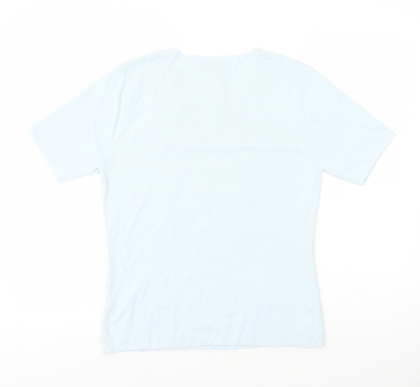 Womens UK Size 10 Karen Scott Blue Basic T-Shirt