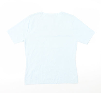 Womens UK Size 10 Karen Scott Blue Basic T-Shirt