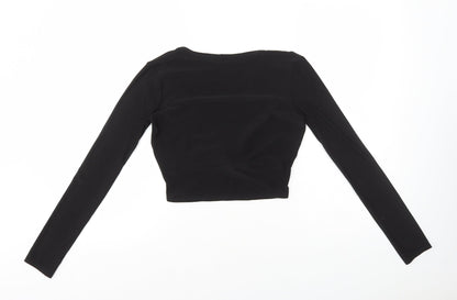 Womens UK Size 12 PRETTYLITTLETHING Black Cropped T-Shirt