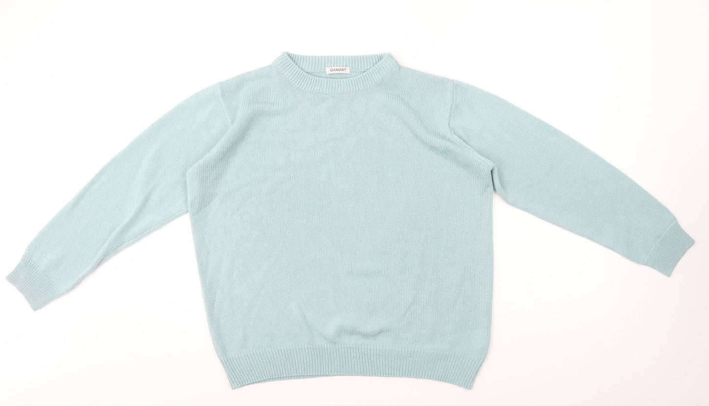 Damart Womens Blue Crew Neck Polyester Pullover Jumper Size M