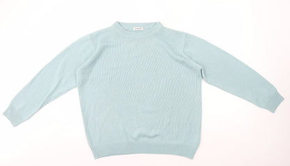 Damart Womens Blue Crew Neck Polyester Pullover Jumper Size M