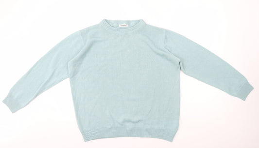Damart Womens Blue Crew Neck Polyester Pullover Jumper Size M