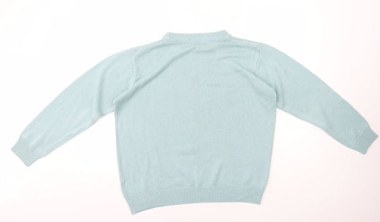 Damart Womens Blue Crew Neck Polyester Pullover Jumper Size M