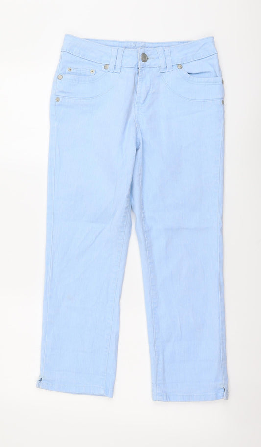 Cherokee Womens Blue Cotton Cropped Jeans Size 8 L24 in Regular Button