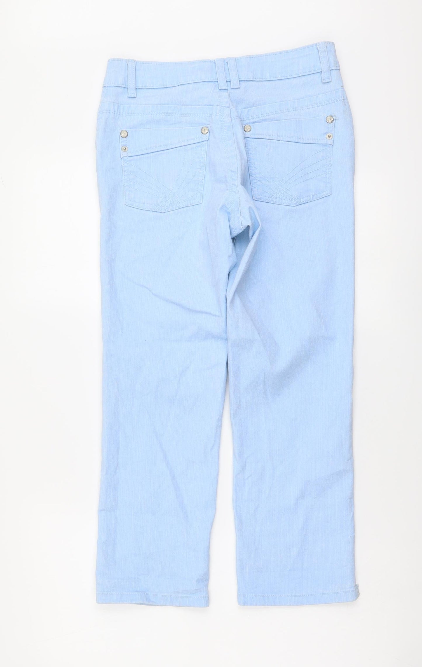 Cherokee Womens Blue Cotton Cropped Jeans Size 8 L24 in Regular Button
