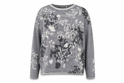 Canada Womens Grey Round Neck Geometric Nylon Pullover Jumper Size M
