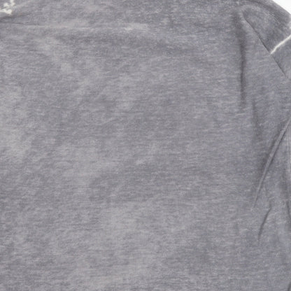 Canada Womens Grey Round Neck Geometric Nylon Pullover Jumper Size M