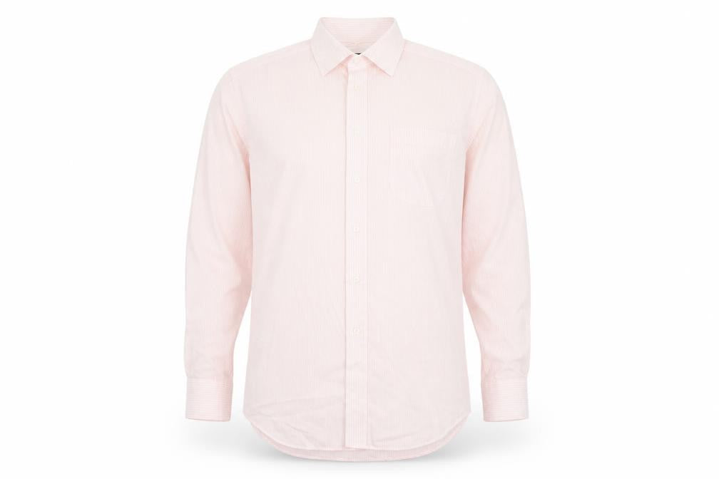 Mens UK Size 16 Marks and Spencer Pink  Button-Up Long Sleeve Casual Shirt