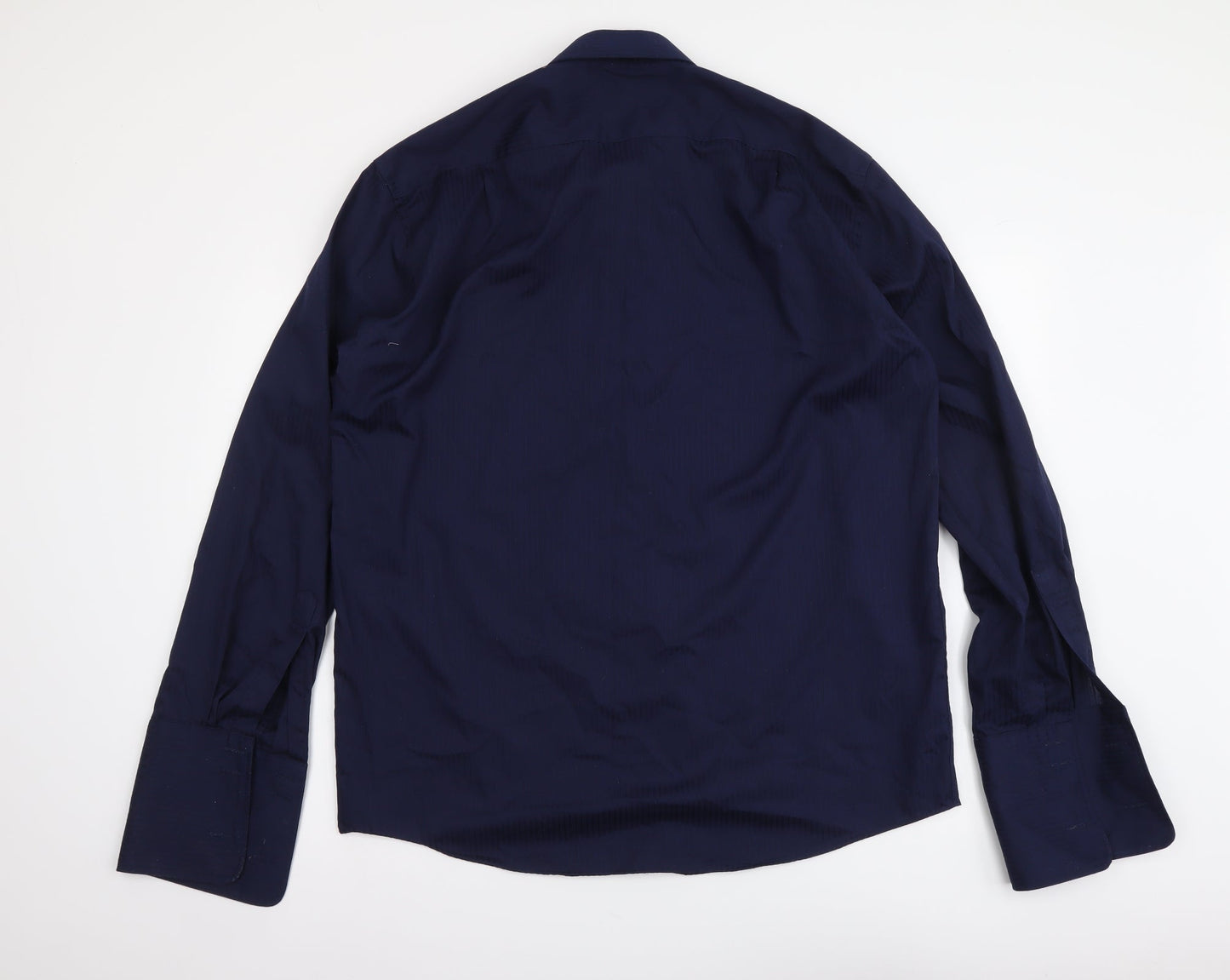Mens UK Size 16.5 Marks and Spencer Blue  Button-Up Long Sleeve Casual Shirt