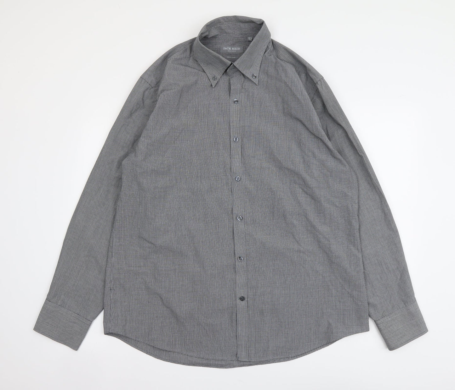 Mens UK Size 16.5 Jack Reid Grey  Button-Up Long Sleeve Casual Shirt