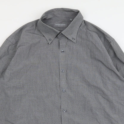 Mens UK Size 16.5 Jack Reid Grey  Button-Up Long Sleeve Casual Shirt