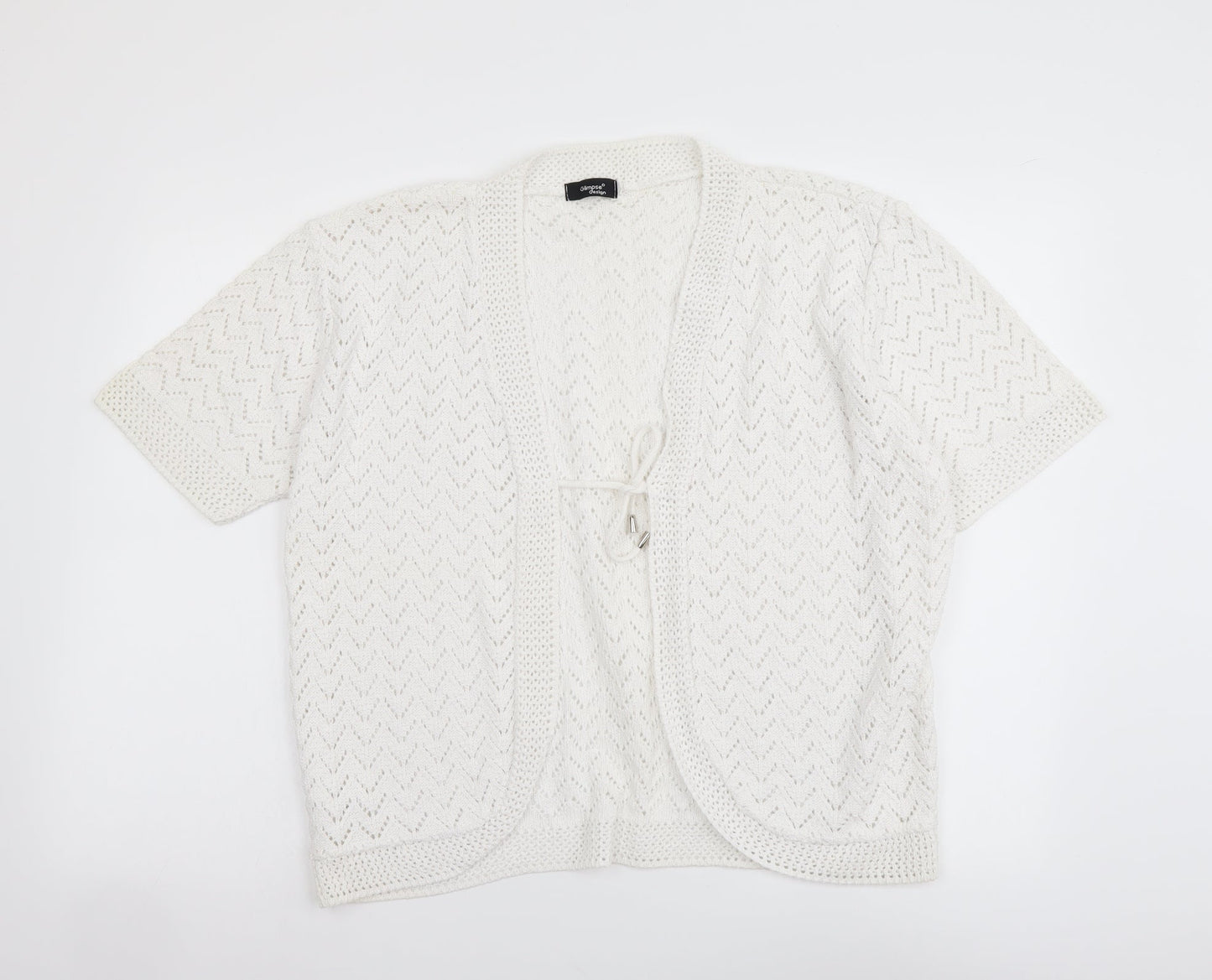 Womens UK Size M Glimpse Design White Shrug Jumper