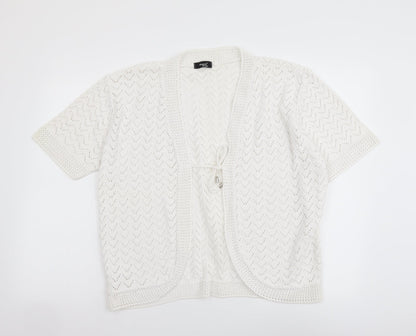 Womens UK Size M Glimpse Design White Shrug Jumper