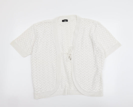 Womens UK Size M Glimpse Design White Shrug Jumper