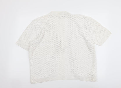Womens UK Size M Glimpse Design White Shrug Jumper