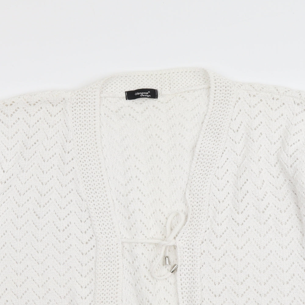 Womens UK Size M Glimpse Design White Shrug Jumper