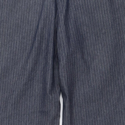 Maine Womens Blue Striped Cotton Cropped Trousers L21 in Regular Button