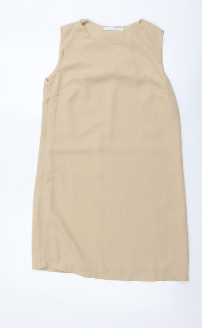 Millows Womens Beige Polyester Tank Dress Size 10 Round Neck Pullover