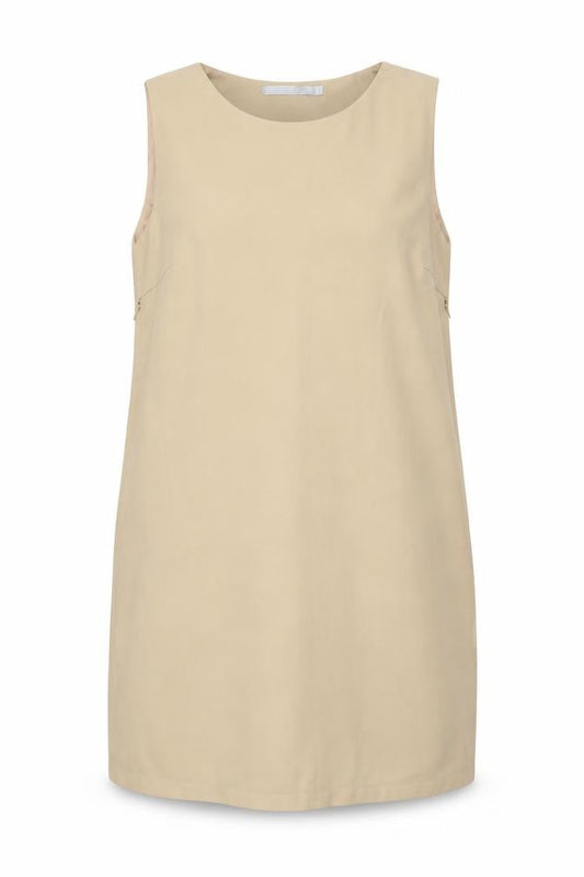 Millows Womens Beige Polyester Tank Dress Size 10 Round Neck Pullover