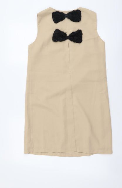 Millows Womens Beige Polyester Tank Dress Size 10 Round Neck Pullover