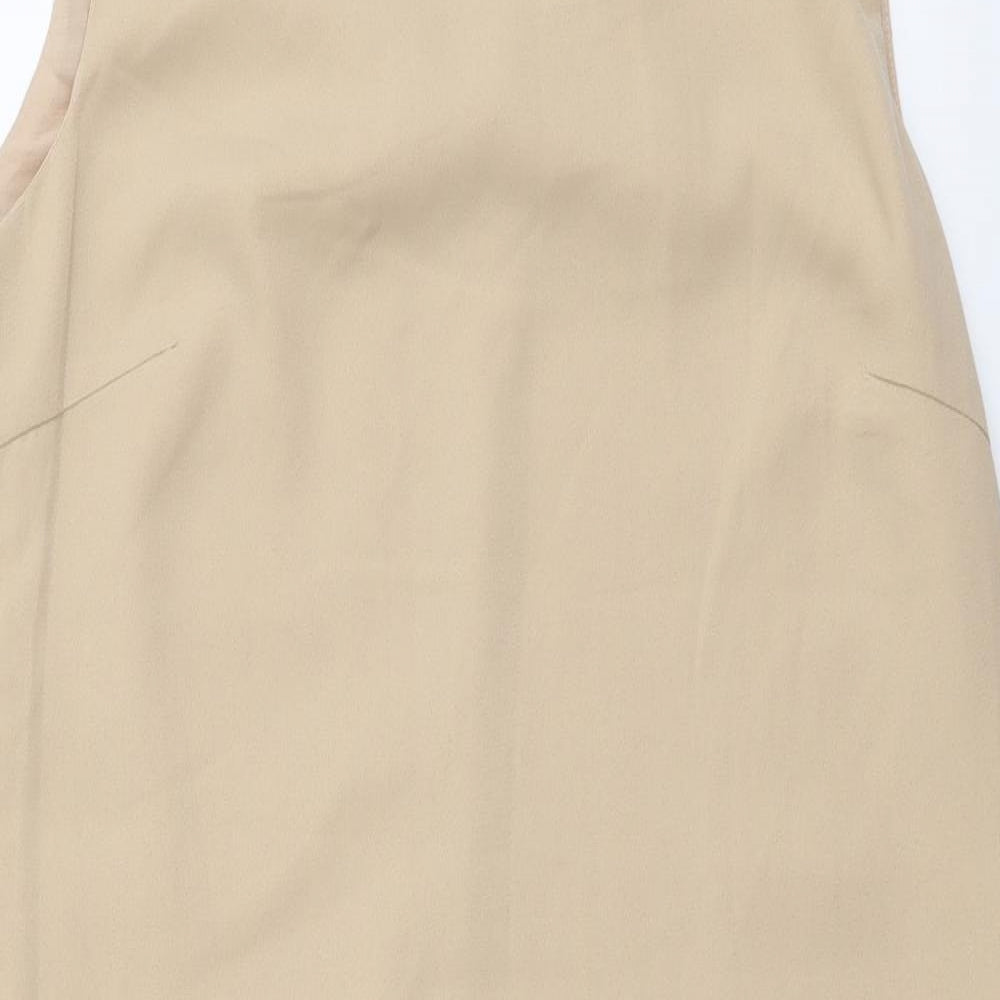 Millows Womens Beige Polyester Tank Dress Size 10 Round Neck Pullover