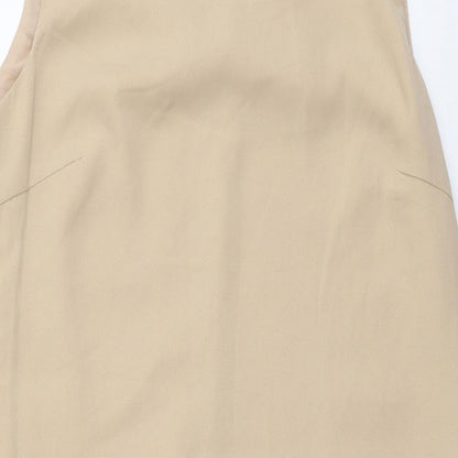 Millows Womens Beige Polyester Tank Dress Size 10 Round Neck Pullover