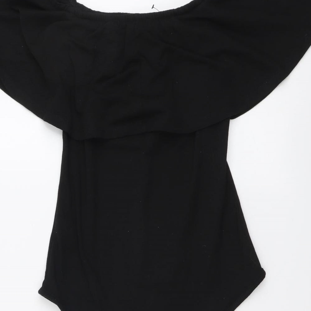 Primark Womens Black Cotton Bodysuit One-Piece Size 10 Snap