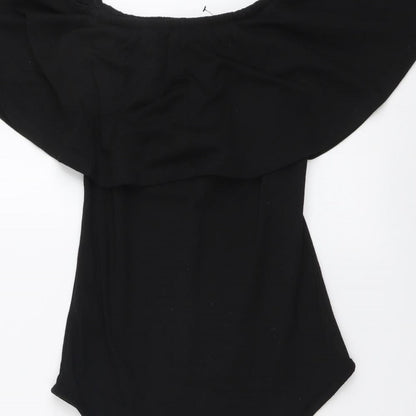 Primark Womens Black Cotton Bodysuit One-Piece Size 10 Snap
