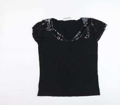 Womens UK Size 10 Wallis Black Basic T-Shirt