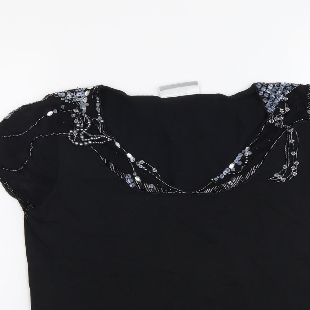 Womens UK Size 10 Wallis Black Basic T-Shirt