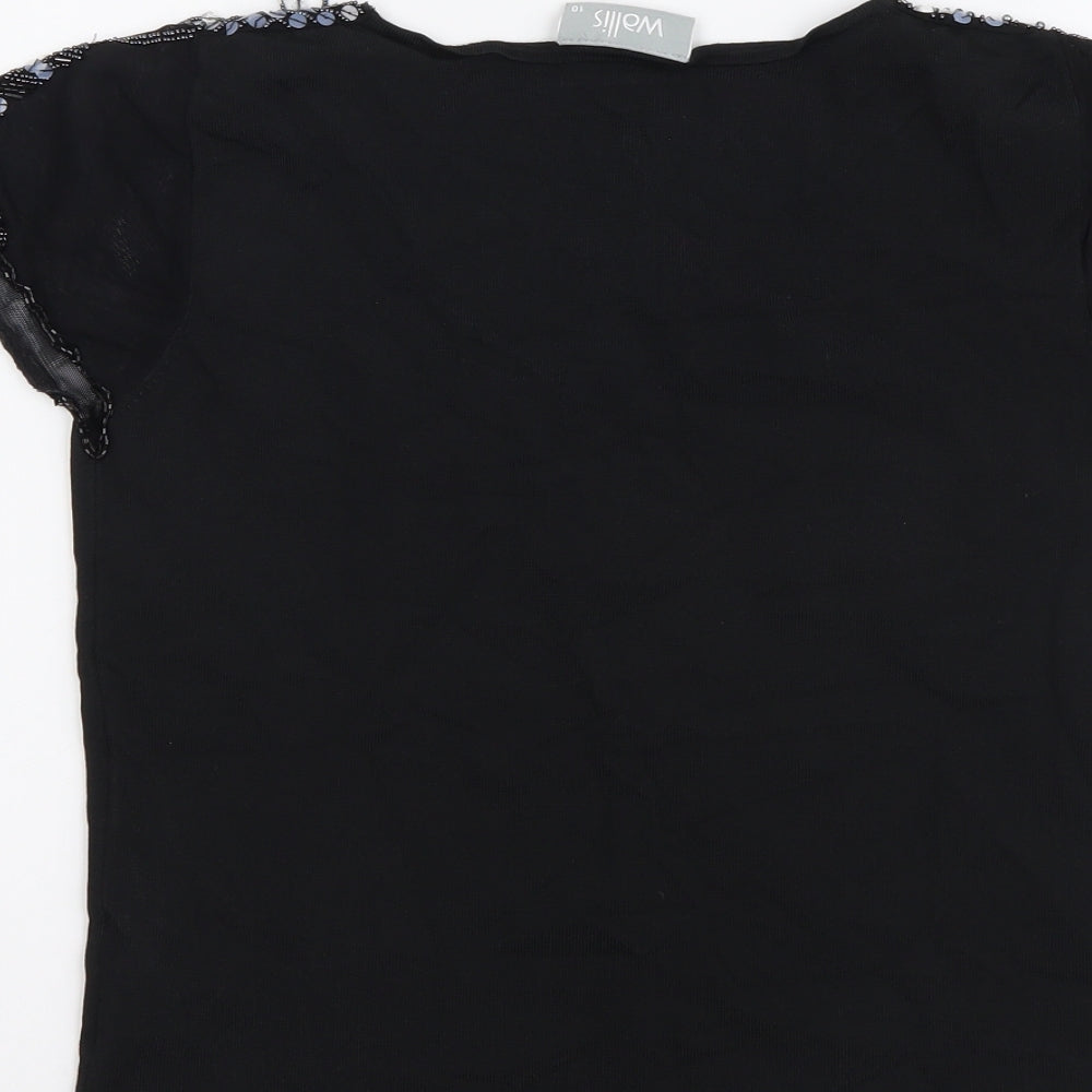 Womens UK Size 10 Wallis Black Basic T-Shirt