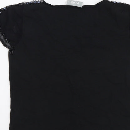 Womens UK Size 10 Wallis Black Basic T-Shirt