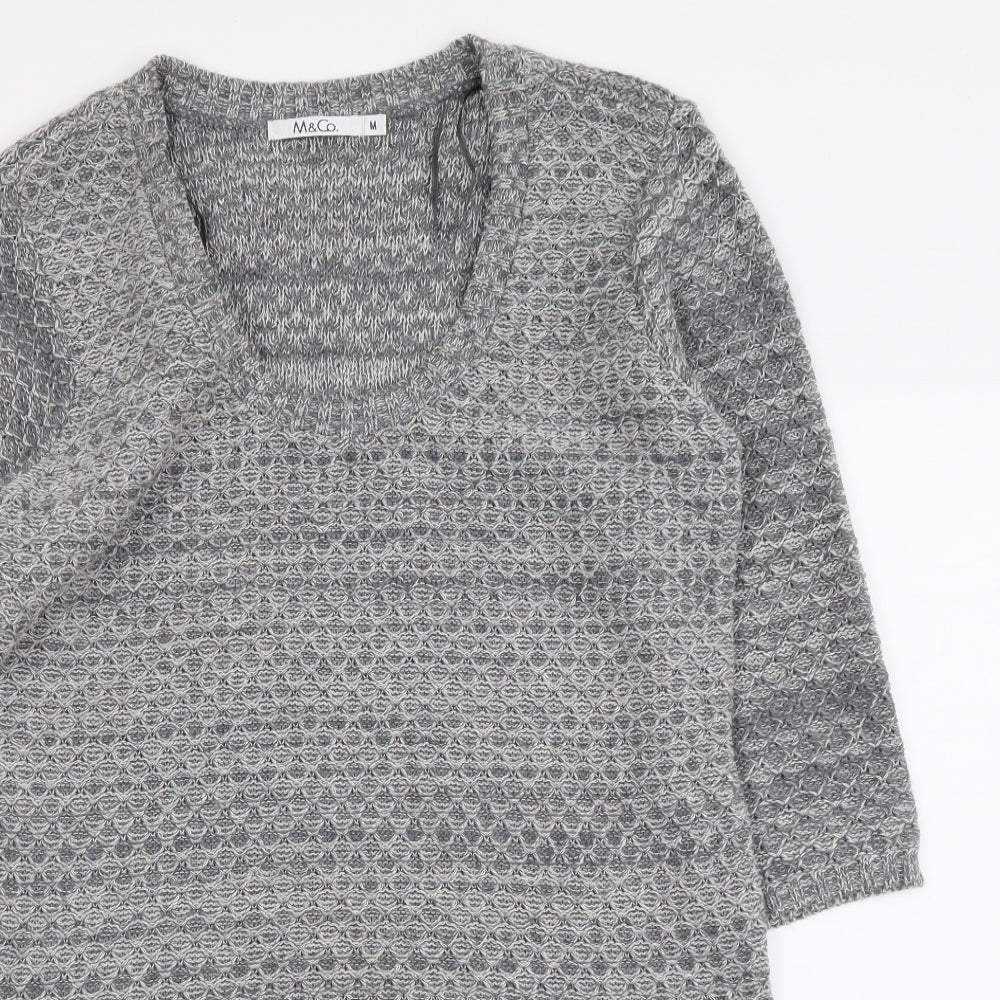 Womens UK Size M M&Co Grey Tunic Jumper