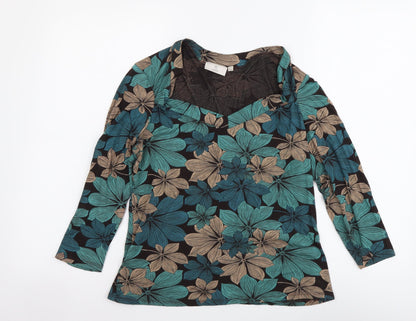 CC Womens Multicoloured Floral Viscose Basic Blouse Size M Square Neck