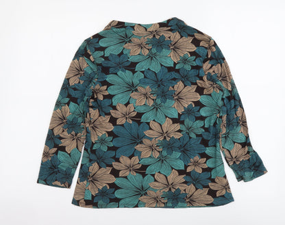 CC Womens Multicoloured Floral Viscose Basic Blouse Size M Square Neck