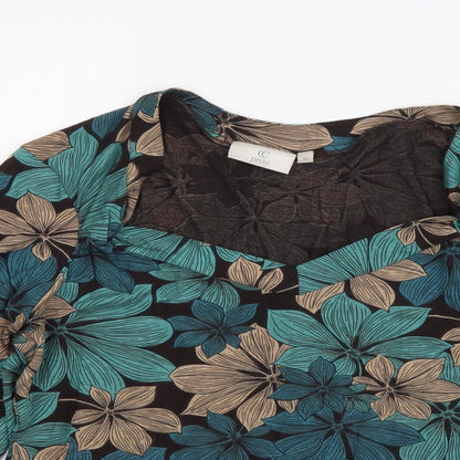 CC Womens Multicoloured Floral Viscose Basic Blouse Size M Square Neck