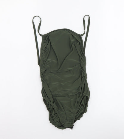 Boohoo Womens Green Polyester Bodysuit One-Piece Size 8 Snap