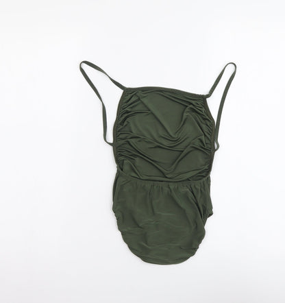 Boohoo Womens Green Polyester Bodysuit One-Piece Size 8 Snap