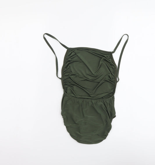 Boohoo Womens Green Polyester Bodysuit One-Piece Size 8 Snap