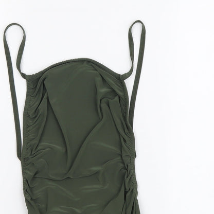 Boohoo Womens Green Polyester Bodysuit One-Piece Size 8 Snap