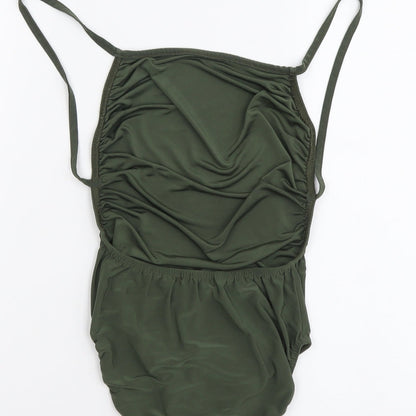 Boohoo Womens Green Polyester Bodysuit One-Piece Size 8 Snap