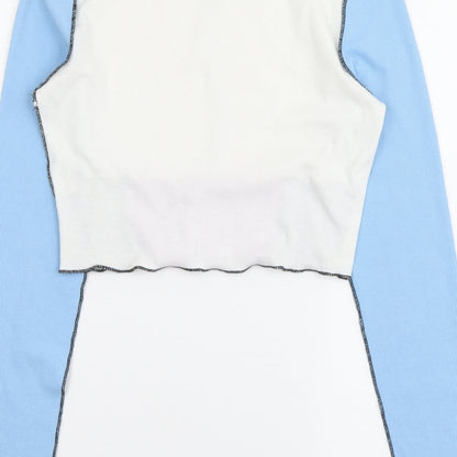 SheIn Womens Multicoloured Colourblock Polyester Cropped Blouse Size M Boat Neck