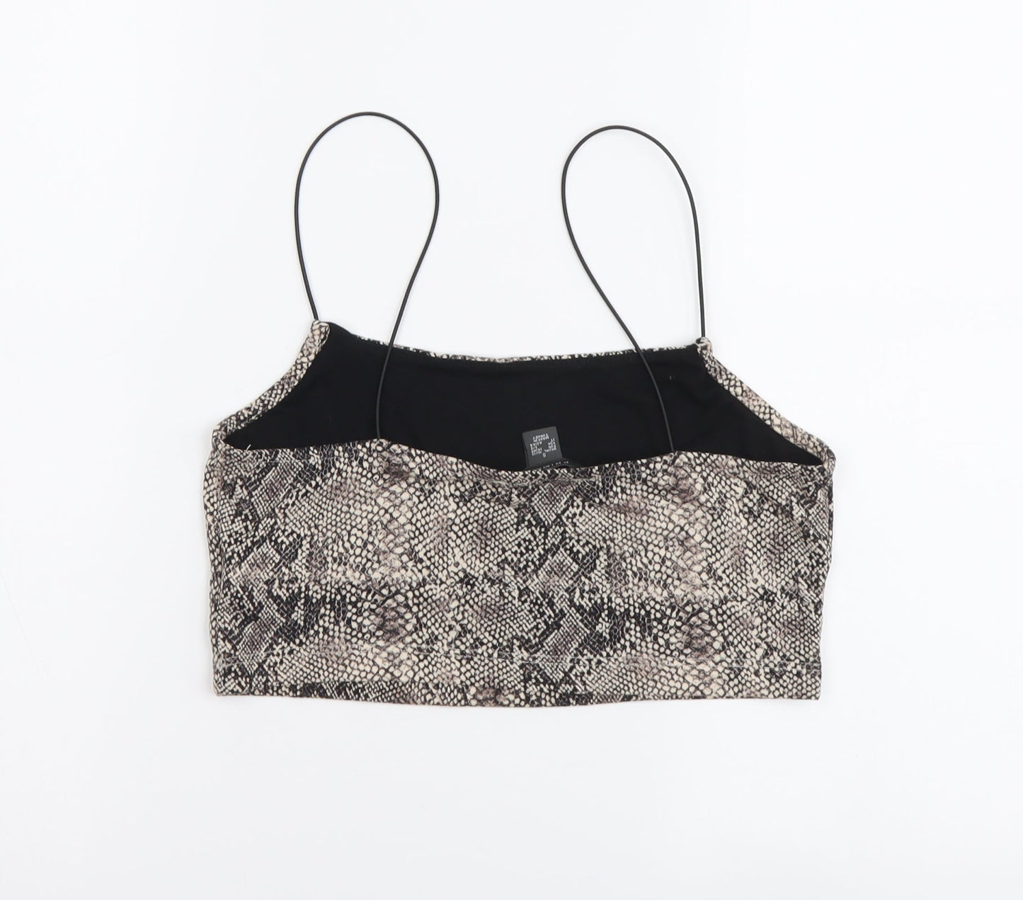 Primark Womens Brown Animal Print Polyester Cropped Tank Size S Square Neck - Snake Pattern